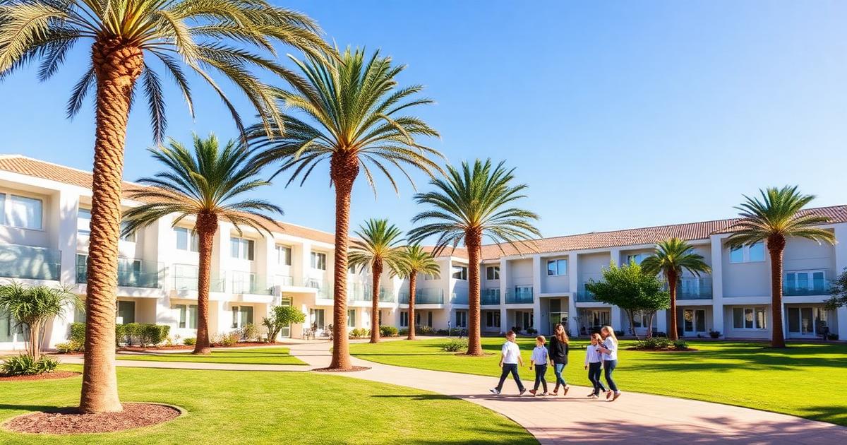 International school campus with palm trees in the Algarve, Portugal