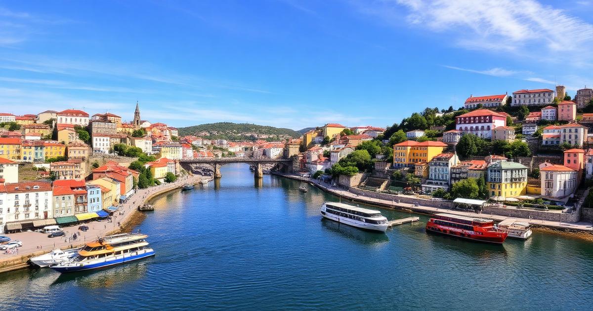 Douro river and colourful riverside houses in Porto, northern Portugal