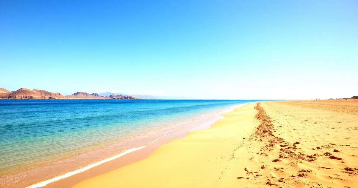 The golden sand beach of Porto Santo island, Madeira