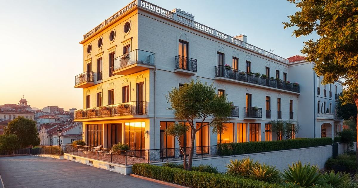 Elegant Lisbon apartment building at golden hour, Portugal Golden Visa property